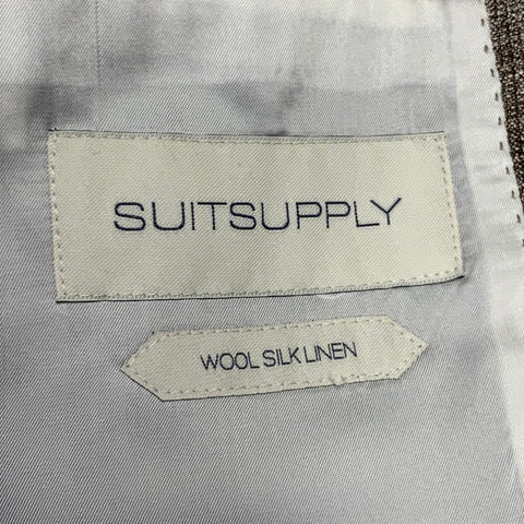 SUITSUPPLY Size 36 Brown Melange Wool Silk Linen Notch Lapel Suit
