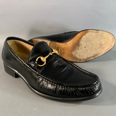 GUCCI Size 9.5 Black 115316 Leather Penny Loafer Loafers