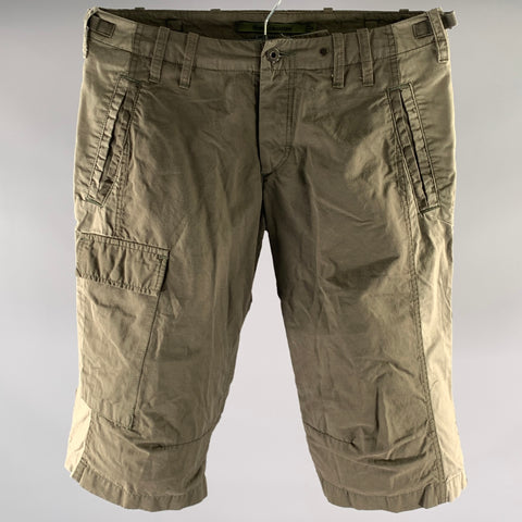 NICE COLLECTIVE Size 30 Green Olive Color Block Cotton Cargo Shorts