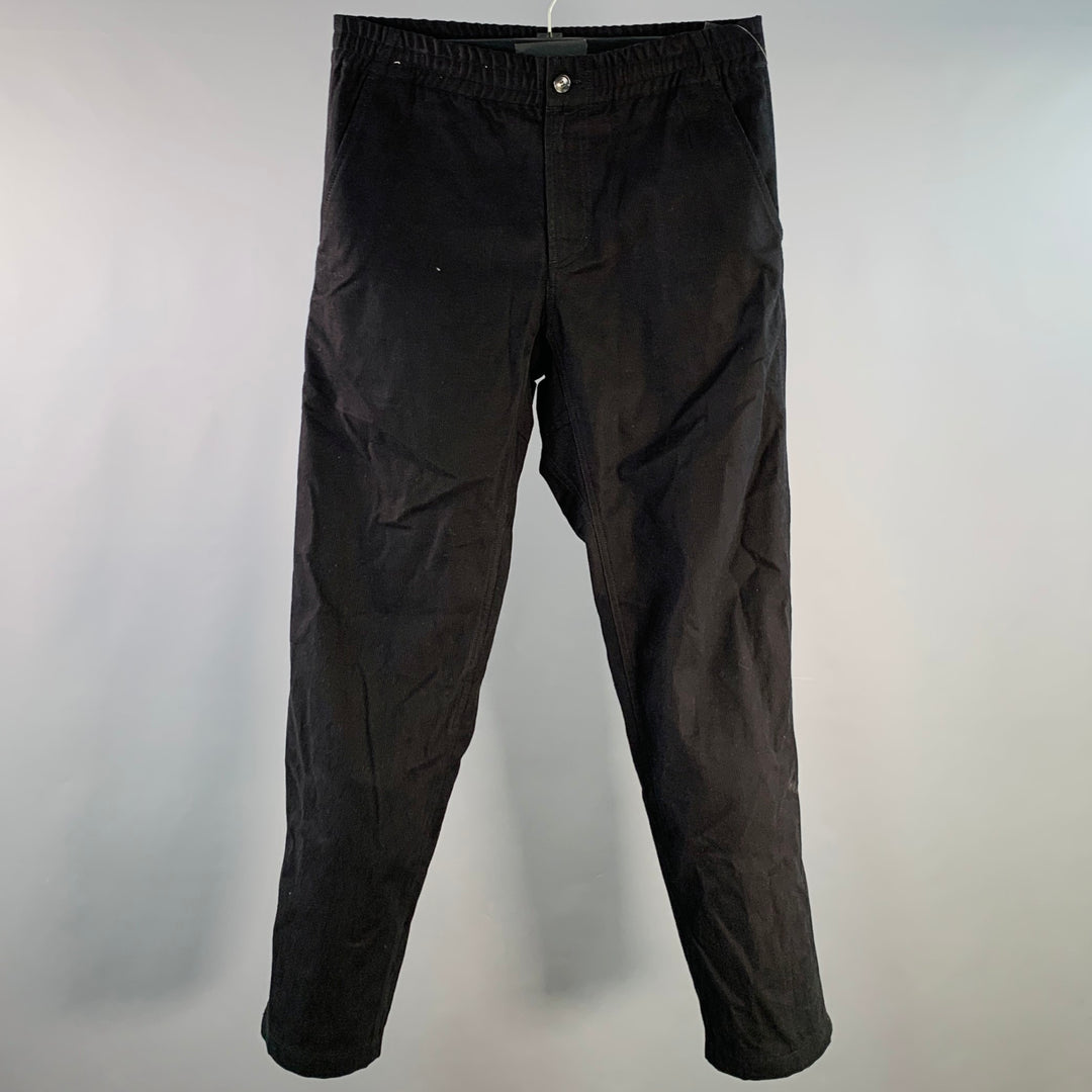 A.P.C. Size 32 Black Corduroy Cotton Elastic Waistband Casual Pants