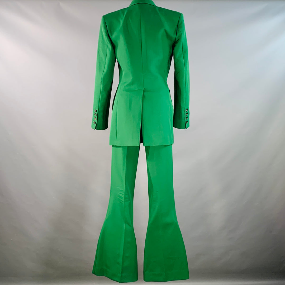 EGONLAB Size 34 Green Wool Asymmetrical Double Breasted Tailored Fit Notch Lapel Suit