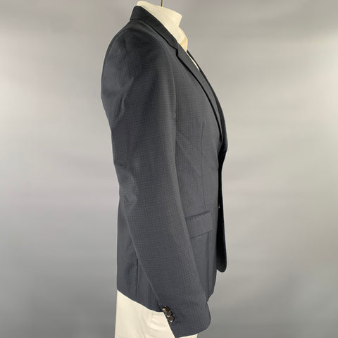 MAISON MARGIELA Size 42 Grey Blue Plaid Wool Notch Lapel Sport Coat