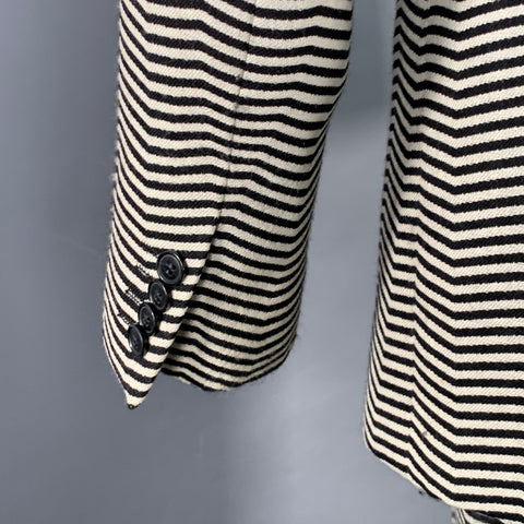 EMPORIO ARMANI Size 40 Regular Black White Chevron Virgin Wool Notch Lapel Suit