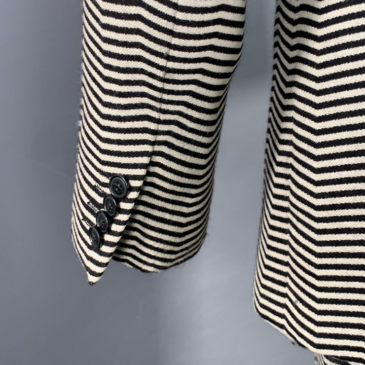 EMPORIO ARMANI Size 40 Regular Black White Chevron Virgin Wool Notch Lapel Suit