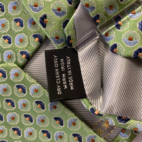 ERMENEGILDO ZEGNA One Size Green Blue Silk Tie