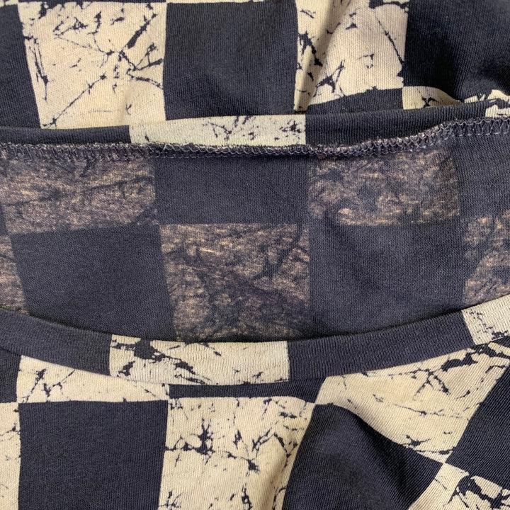 HAIDER ACKERMANN Size M Black Cream Checkered Cotton Blend Scoop Neck Pullover