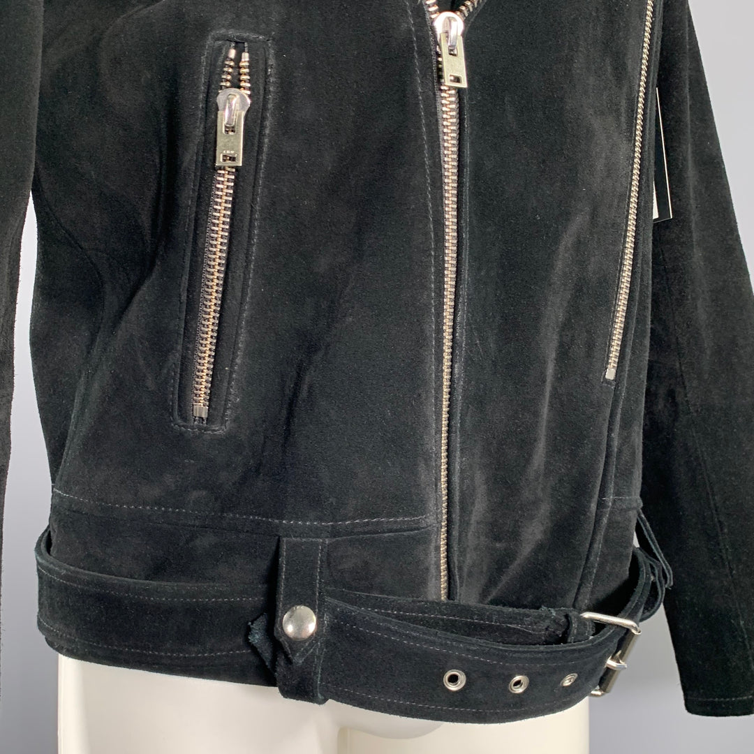 IRO Size M Black Leather Motorcycle Jacket