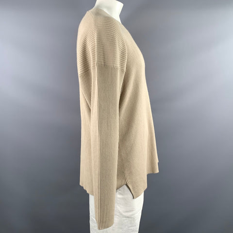 TSE Size XL Tan Knit V Neck Pullover Womens