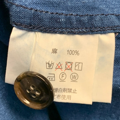 GAIJIN MADE Size XL Blue Cotton Spread Collar Buttoned Coat