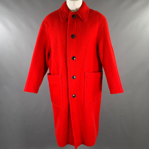 AMI by ALEXANDRE MATTIUSSI Size S Red Textured Virgin Wool Coat