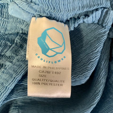 ISSEY MIYAKE Size L Blue Light Blue Polyester Crinkled Tunic Knee Length Dress