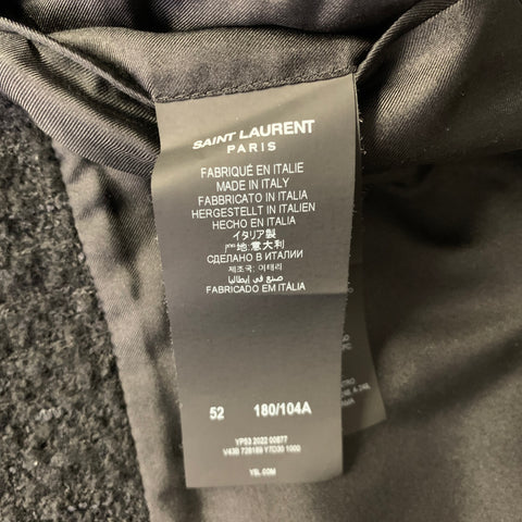 SAINT LAURENT Size M Black Tweed Wool  Polyamide Coat