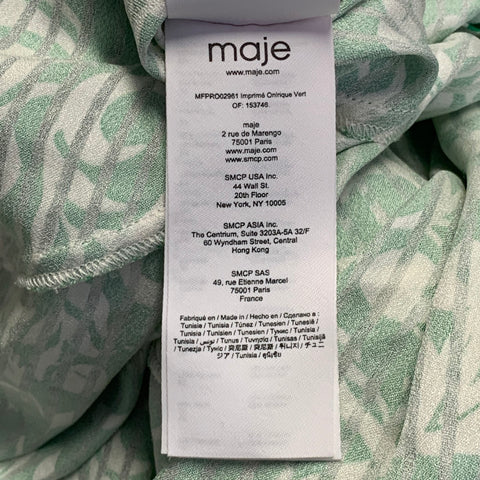 MAJE Size 2 Green Beige Viscose Blend Floral V-Neck Maxi Dress