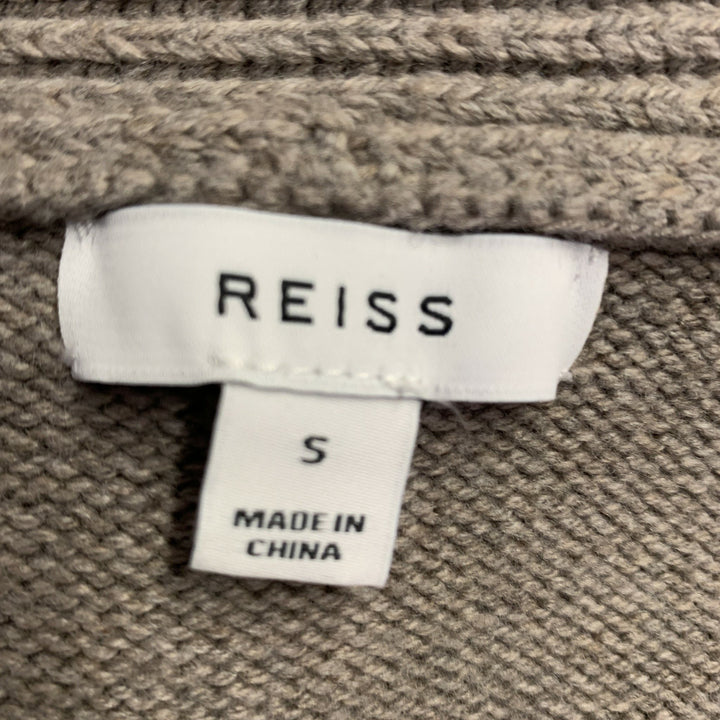 REISS Size S Tan Taupe Cable Knit Cotton Blend Shawl Collar Cardigan