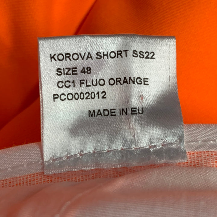 WALTER VAN BEIRENDONCK SS22 Size 32 Korova Neon Orange Polyester Pleated Zip Fly Shorts