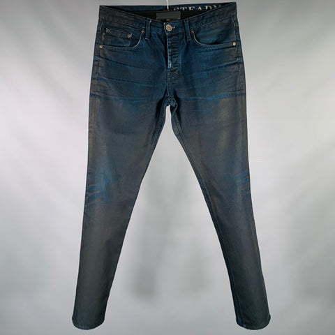 BURBERRY BRIT Size 30 -Steadman-  Navy Cotton Straight Jeans