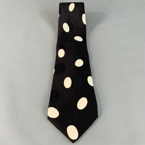 GIANFRANCO FERRE Size One Size Black White Dots Silk Tie