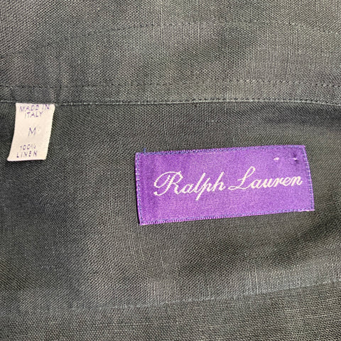 RALPH LAUREN Size M Black Linen Long Sleeve Shirt