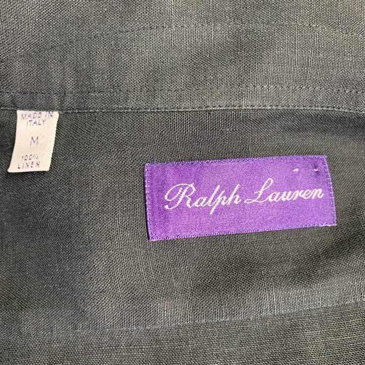 RALPH LAUREN Size M Black Linen Long Sleeve Shirt
