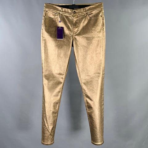 RALPH LAUREN COLLECTION Size 32 La Costa Gold Cotton Blend Metallic Jean Cut Casual Pants