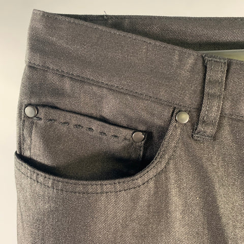 JOHN VARVATOS Size 36 Black Waxed Polyester Blend Button Fly Jeans