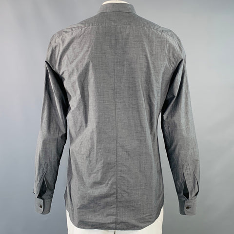 DRIES VAN NOTEN Size L Grey Charcoal Cotton Spread Collar Long Sleeve Shirt