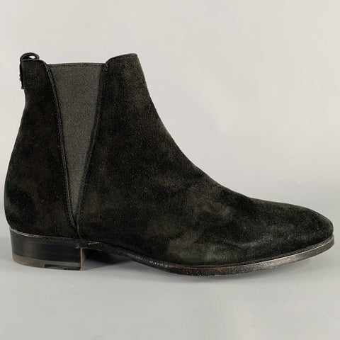 DOLCE & GABBANA Size 7 Black Suede Side Zipper Boots