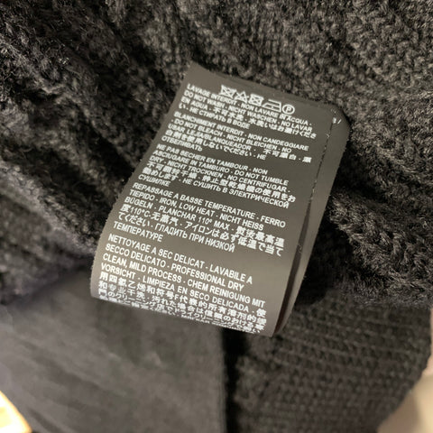 SAINT LAURENT Size L Black White Stripe Wool Hooded Sweater