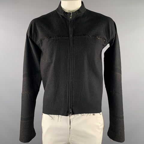 M.A+ Size M Black Brown Speckled Cotton Zip Up Jacket