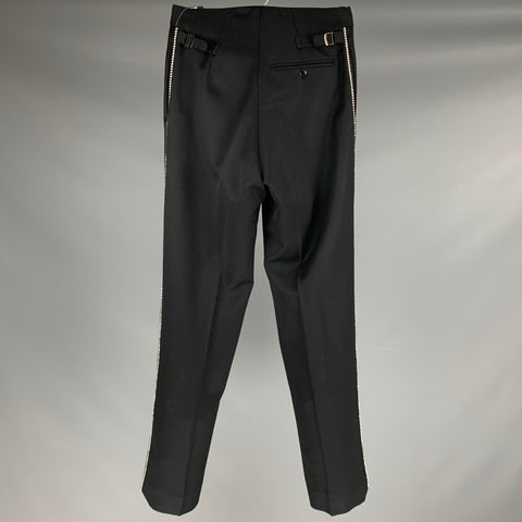FAVOURBROOK Size 28 Black Rhinestone Embellishment Wool Pleated Dress Pants