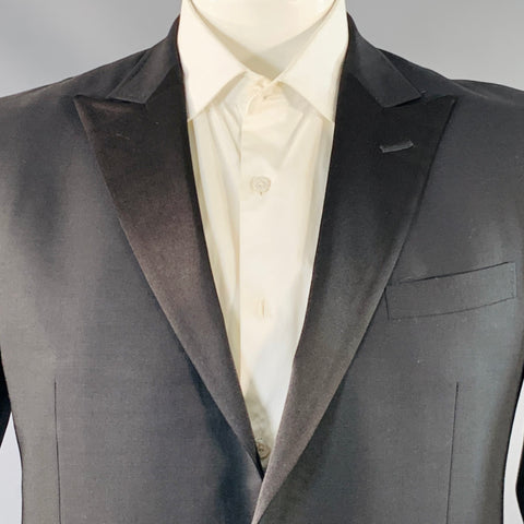 GUCCI Size 42 Regular Black Wool Blend Peak Lapel Sport Coat