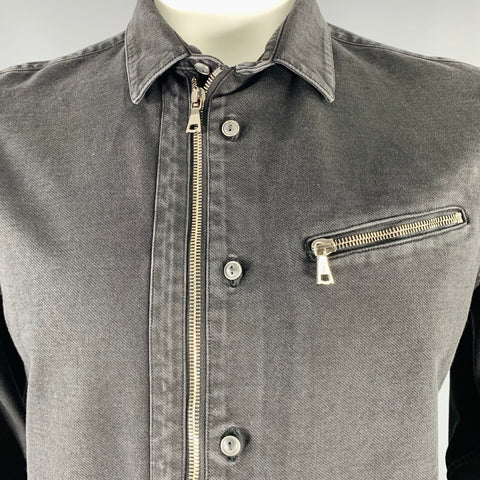 JOHN VARVATOS Size L Black Cotton Blend Long Sleeve Shirt