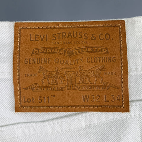 LEVI STRAUSS Size 32 White Cotton Blend Slim 5 Pocket Jeans