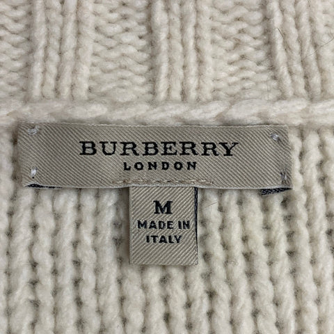 BURBERRY LONDON Size M Cream Brown Knit Merino Wool Toggle Closure Cardigan