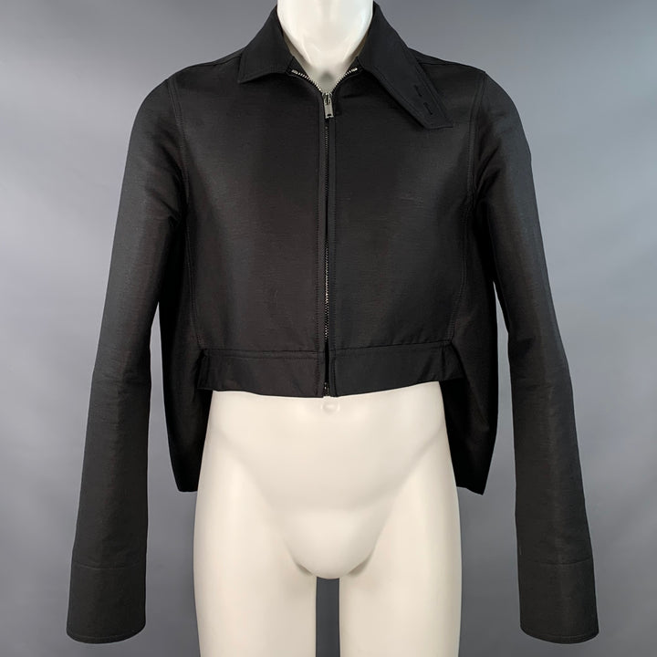RICK OWENS Size 38 Black Cotton Blend Blouson Zip Up Jacket
