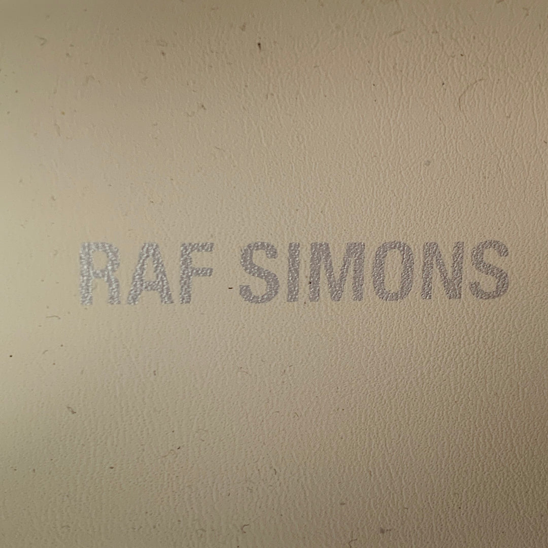 RAF SIMONS Size 8 Orion White Black Leather Lace-Up Low Top Sneakers