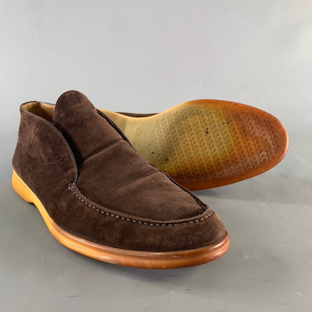 LORO PIANA Size 10 Brown Solid Suede Slip On Loafers