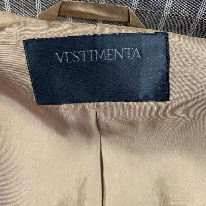 VESTIMENTA Size 42 Taupe White Stripe Cotton Notch Lapel Sport Coat