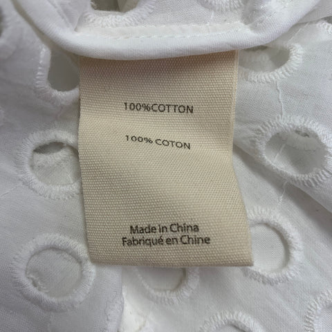 L'AGENCE Size XS White Cotton Eyelet Button Up Shirt