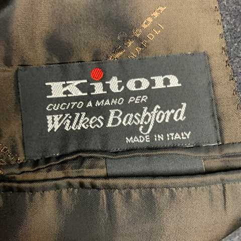 KITON Size 36 Heather Charcoal Grey Cashmere Notch Lapel Sport Coat