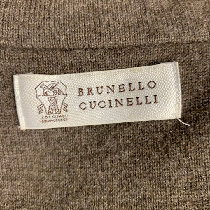 BRUNELLO CUCINELLI Size L Beige Brown Wool Herringbone Vest