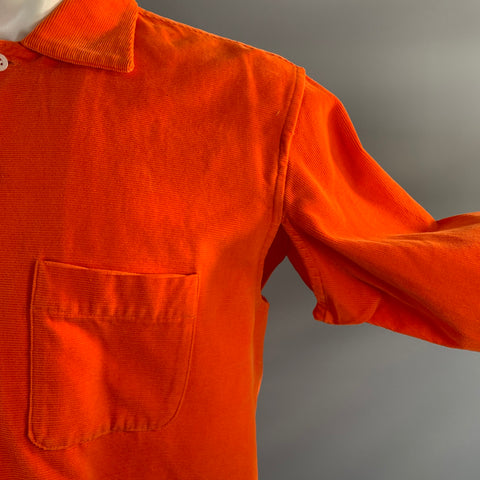 UNUSED Size M Orange Cotton Button Up Long Sleeve Shirt