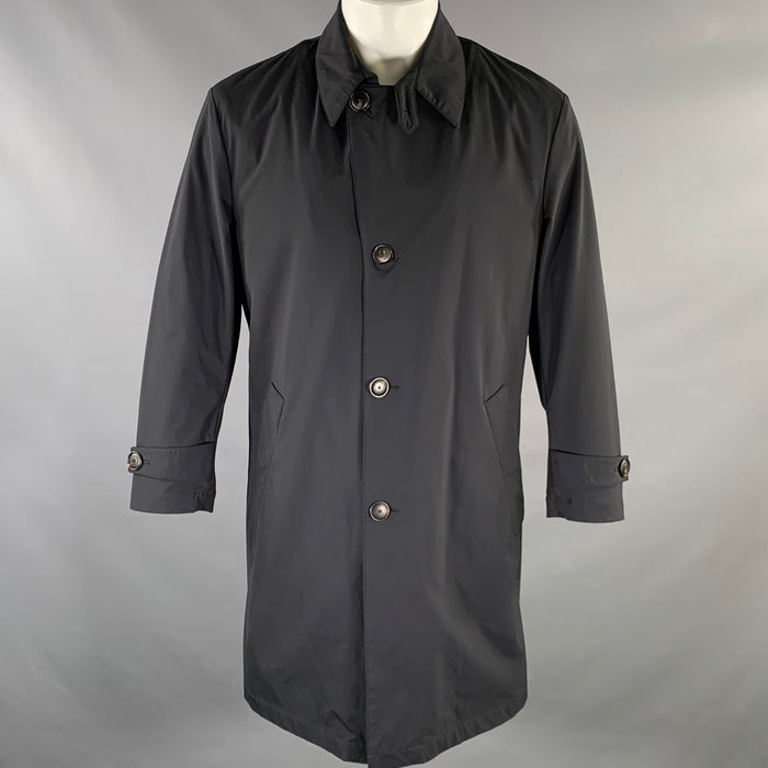 EMPORIO ARMANI Size 40 Black Polyamide Blend Detachable Lining Coat