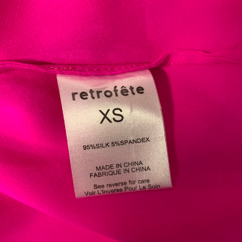 RETROFETE Size XS Pink Silk Spandex Button Up Shirt
