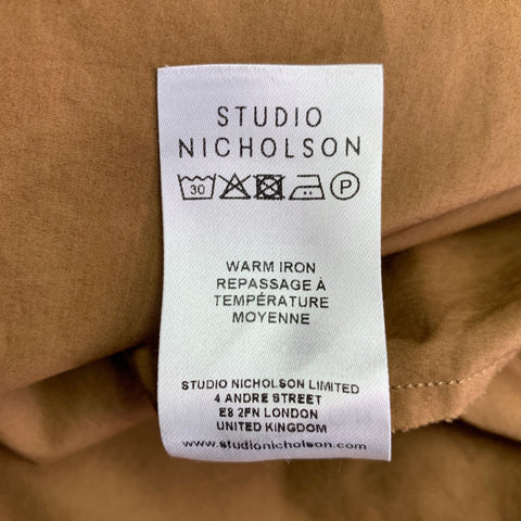STUDIO NICHOLSON Size XL Eurus Tan Cotton Two Pockets Short Sleeve Shirt