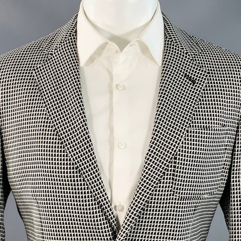 GIORGIO ARMANI Size 38 Regular Black White Nailhead Notch Lapel Sport Coat