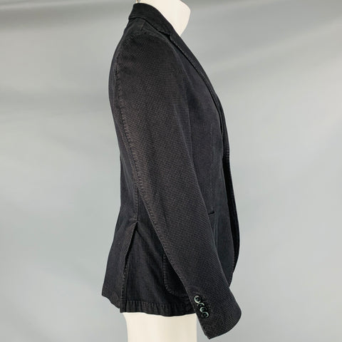 L.B.M. 1911 Size 40 Charcoal Black Houndstooth Cotton Sport Coat