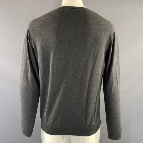 PRADA Size 44 Grey Cotton Cashmere V Neck Sweater