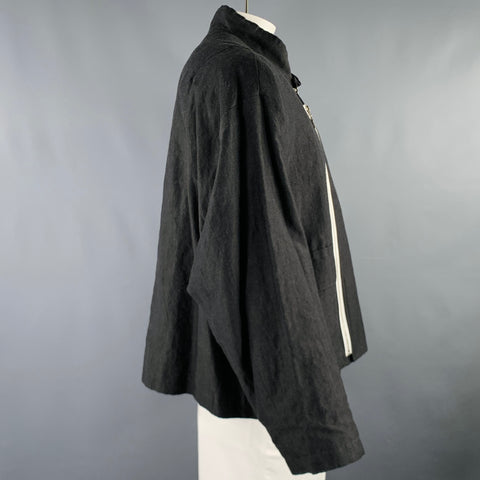 ANITYA One Size Black Linen Oversized Sport Coat