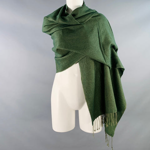 VINTAGE Green Fringe Scarf